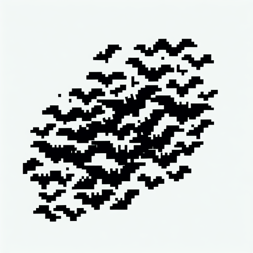 pixel art of a small swarm of black bats
Single Game Texture. In-Game asset. 2d. Blank background. High contrast. No shadows.