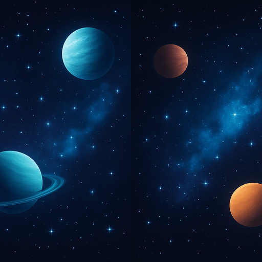 space theme background with stars and planets that are too far away,realistic,two images in one horizontally long picture.
In-Game asset.  2d.  High contrast.  No shadows