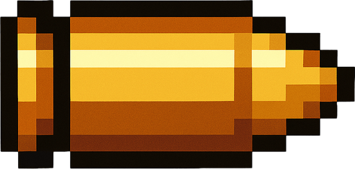 pixel art bullet.
In-Game asset.  High contrast.  No shadows