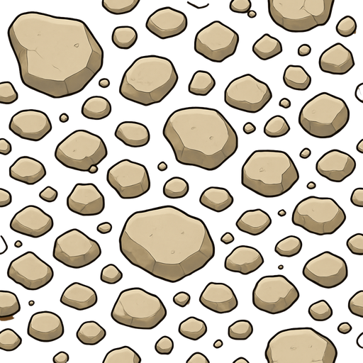 Tierras con piedras, ocupar toda la imagen, visto desde arriba.
In-Game asset.  2d.  High contrast.  No shadows