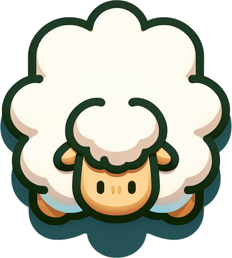 sheep, top view, cartoon style.
Single Game Texture. In-Game asset. 2d. Blank background. High contrast. No shadows.