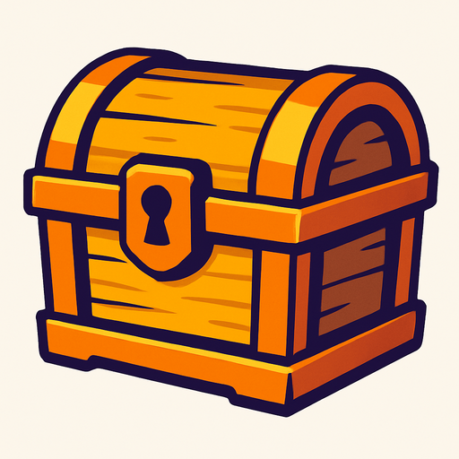 treasure chest.
In-Game asset.  2d.  High contrast.  No shadows