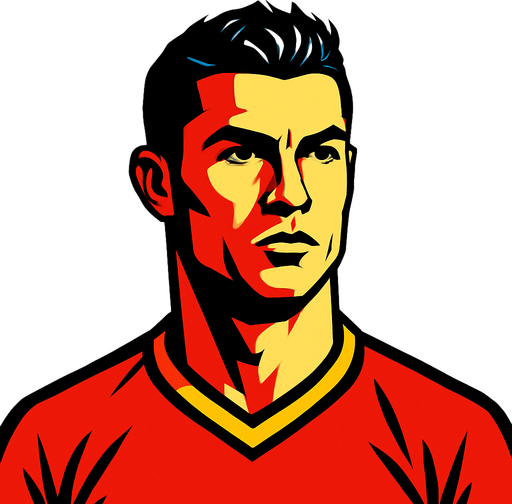 Cristiano Ronaldo.
In-Game asset.  2d.  High contrast.  No shadows