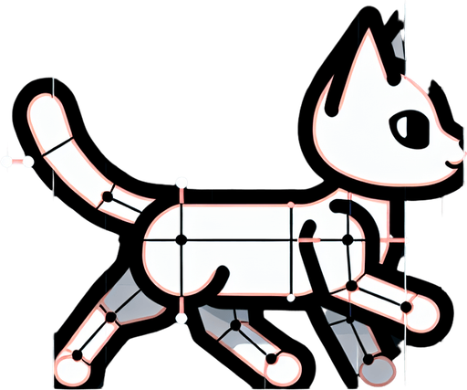2 ayak üstünde yürüyen cat.
Single Game Texture.  In-Game asset.  2d.  Blank background.  High contrast.  No shadows