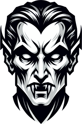 stylized vampire head.
Single Game Texture. In-Game asset. 2d. Blank background. High contrast. No shadows.