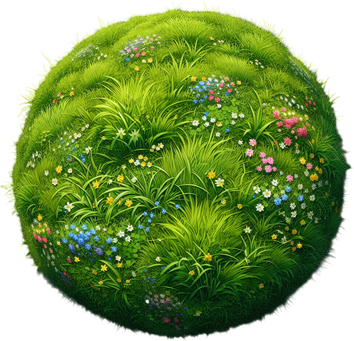 make the image of a grass side with flowers.
Single Game Texture.  2d.  Blank background.  No shadows