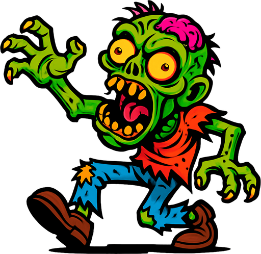 Very crazy zombie.
In-Game asset.  2d.  High contrast.  No shadows