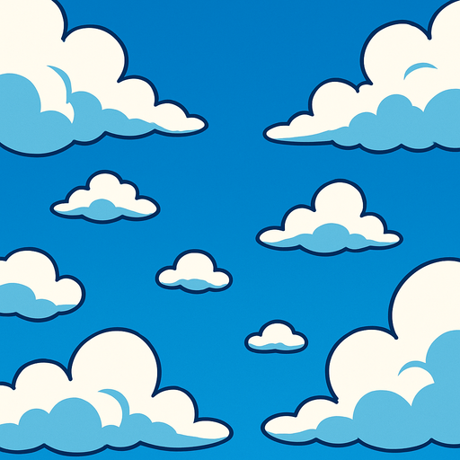 Fond d'écran ciel avec nuages.
In-Game asset.  2d.  High contrast.  No shadows