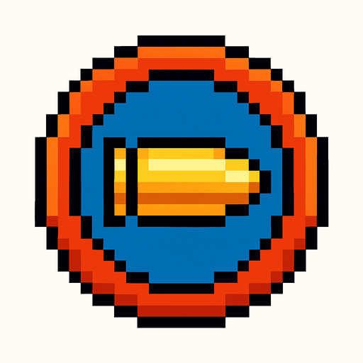pixel art circle bullet button.
In-Game asset.  2d.  High contrast.  No shadows