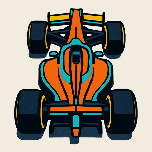 F1 from a bird's eye view.
In-Game asset.  High contrast.  No shadows