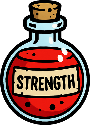 streng poiton.
In-Game asset.  2d.  High contrast.  No shadows
