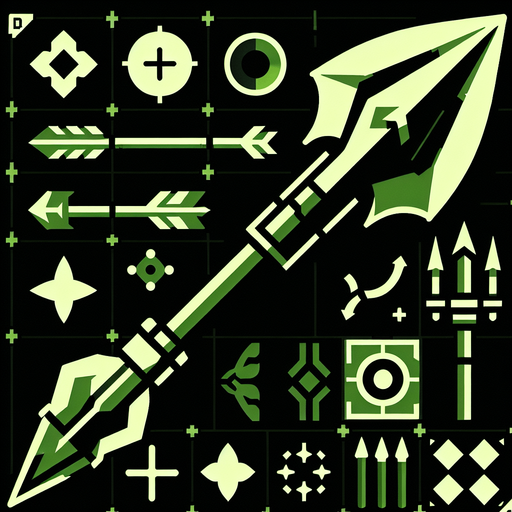 mızrak gibi ama dart karışımı yeşil dart.
Single Game Texture.  In-Game asset.  2d.  Blank background.  High contrast.  No shadows