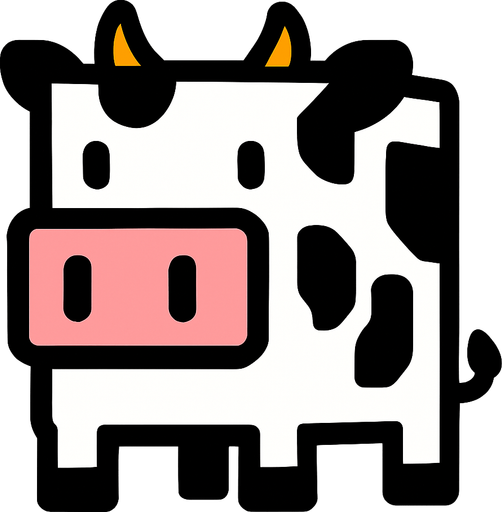 cow but square.
In-Game asset.  2d.  High contrast.  No shadows