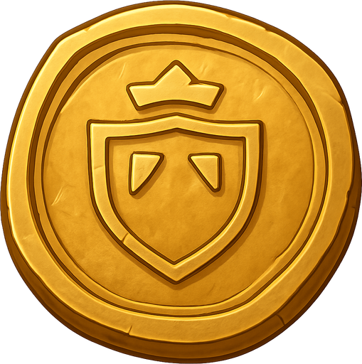 medieval basic shiny gold coin. No background. Transparent background. Blank background. No shadows. 2d. In-Game asset. flat