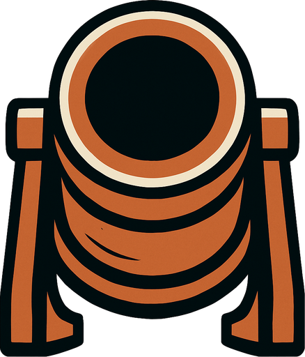 only the mouth part of the cannon and looking at the vertical.
In-Game asset.  2d.  High contrast.  No shadows