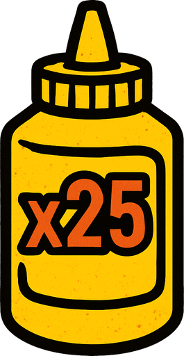 Mustard Bottle, label is x25.
In-Game asset.  2d.  High contrast.  No shadows