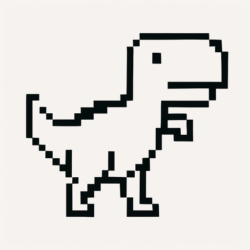 white and black dinosaur.
In-Game asset.  No shadows. pixel