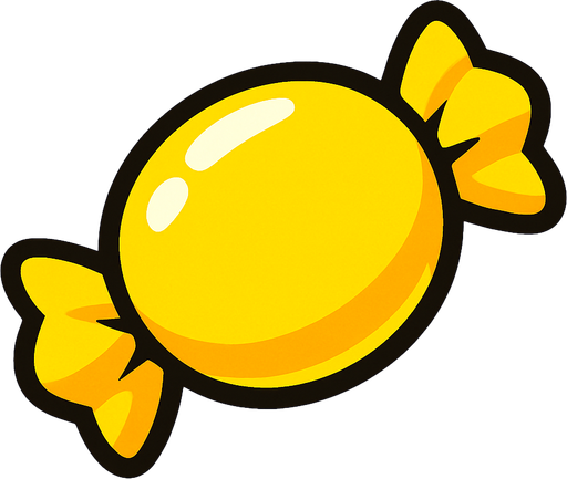 yellow candy.
In-Game asset.  2d.  High contrast.  No shadows