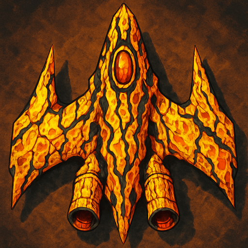 crazy yellow lava spaceship top view.