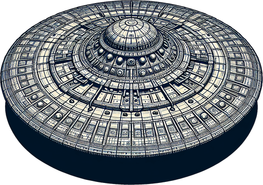 alien ship, flying saucer.
Single Game Texture. In-Game asset. 2d. Blank background. High contrast. No shadows.