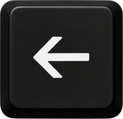 BLACK BACKSPACE BUTTON BUT JUST THE BACKWARD ARROW. FRONT VIEW