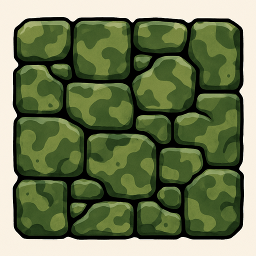 stone, cell for wall. color green camouflage
In-Game asset.  2d.  High contrast.  No shadows