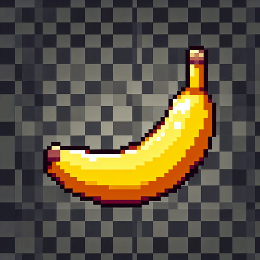 animation banana transparent back.
Single Game Texture. In-Game asset. 2d. Blank background. High contrast. No shadows.