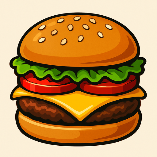 Realistic hamburger.
In-Game asset.  2d.  High contrast.  No shadows