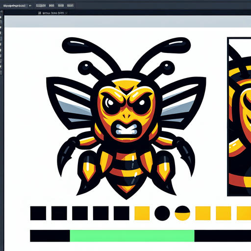 simple 2d anime angry yellow jacket hornet.
Single Game Texture.  In-Game asset.  2d.  Blank background.  High contrast.  No shadows