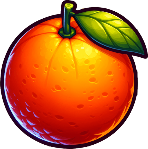 An orange.
Single Game Texture. In-Game asset. 2d. Blank background. High contrast. No shadows.