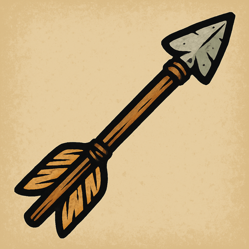 ok istiyorum eski zamanlarda hayvan avalrken kullanılan oklardan.
In-Game asset.  2d.  High contrast.  No shadows