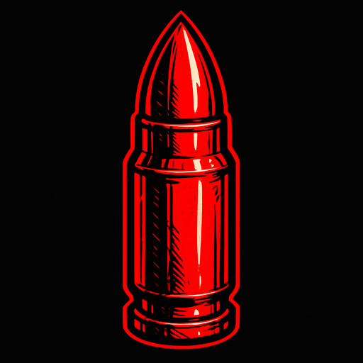 bullet cool detailed strong red 
epic.
In-Game asset.  2d.  High contrast.  No shadows