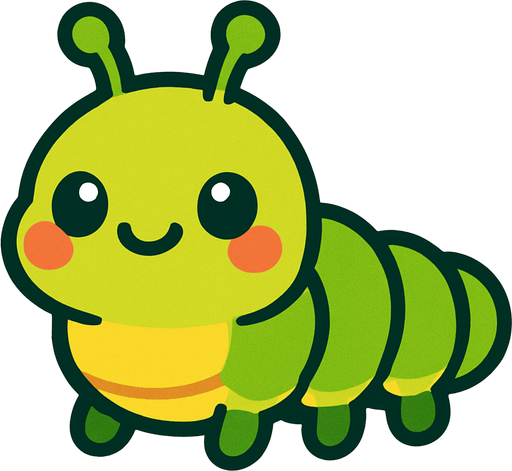 minik sevimli bir tırtıl.
In-Game asset.  2d.  High contrast.  No shadows