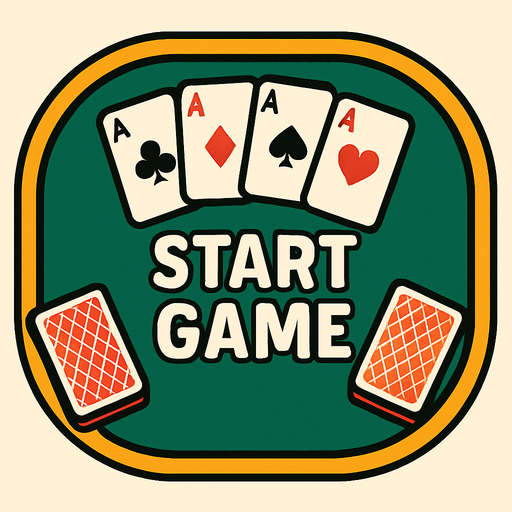 arkada kumar kartları ve masası olsun ve üstünde start game yazsın.
In-Game asset.  2d.  High contrast.  No shadows