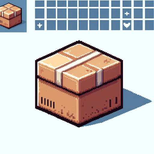 8-bit. Cartoon. Carboar box. In game asset. No background. No shadow. High quality. Single Game Texture. In-Game asset. 2d. Blank background. High contrast. No shadows.