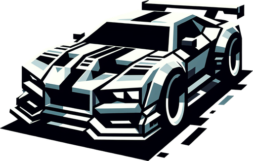 Car.
Single Game Texture.  In-Game asset.  2d.  Blank background.  High contrast.  No shadows