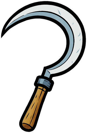 Mowing sickle.
In-Game asset.  2d.  High contrast.  No shadows