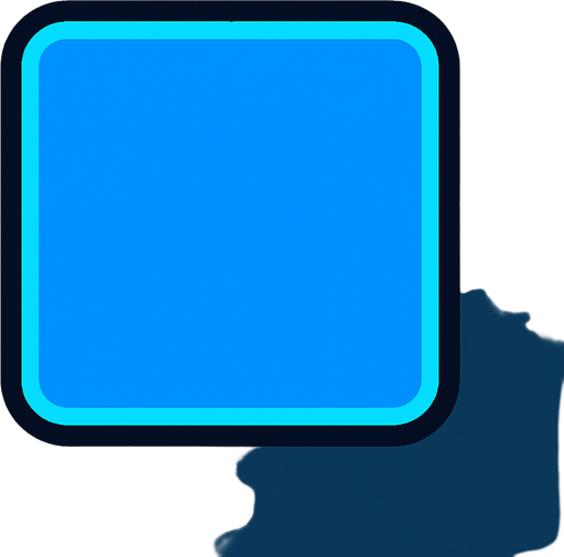 a simple square button in blue color.
In-Game asset.  2d.  High contrast.  No shadows