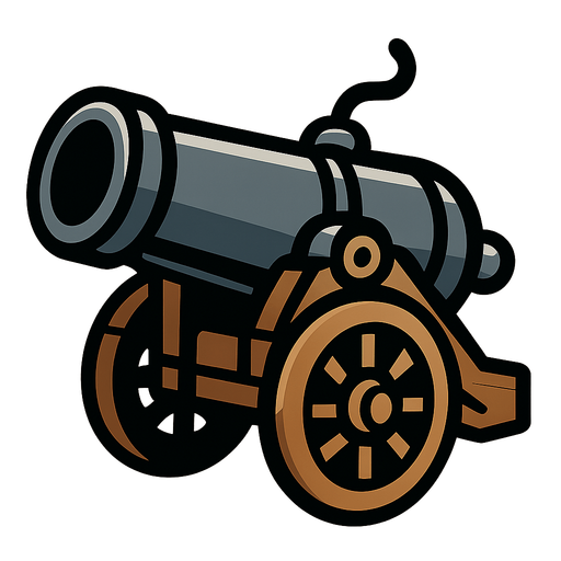 Cannon.
In-Game asset.  2d.  High contrast.  No shadows