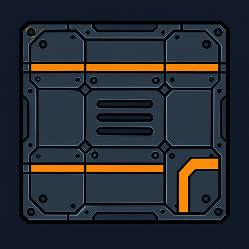 A metal plate working as the ground for a space station.
In-Game asset.  2d.  High contrast.  No shadows