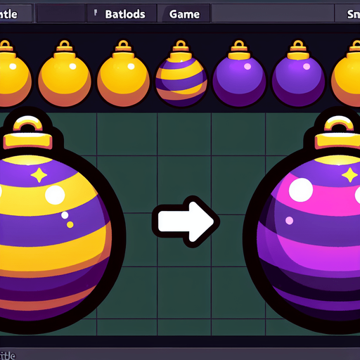 Cartoon Christmas ornament yellow and purple 
Single Game Texture. In-Game asset. 2d. Blank background. High contrast. No shadows.