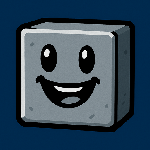Happy gray block.
In-Game asset.  2d.  High contrast.  No shadows