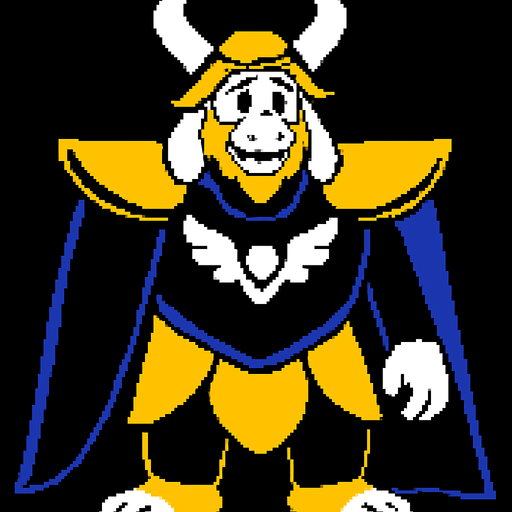 Asgore Deltarune.
In-Game asset.  2d.  High contrast.  No shadows