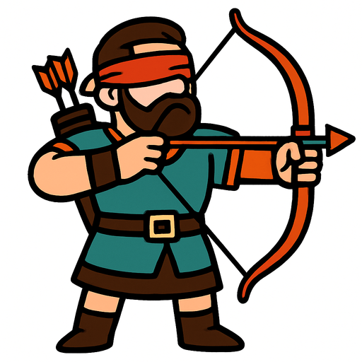 Kör bir okçu.
In-Game asset.  2d.  High contrast.  No shadows