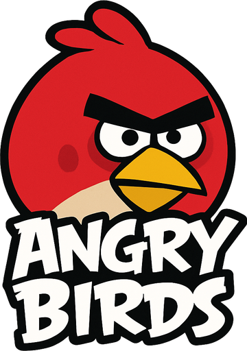 Angry birds logo.
In-Game asset.  2d.  High contrast.  No shadows