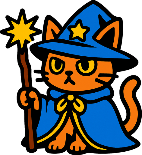 wizard cat.
In-Game asset.  2d.  High contrast.  No shadows