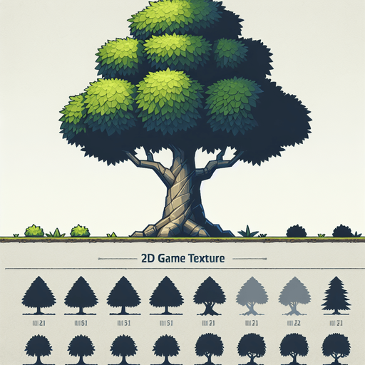 Tree Single Game Texture. In-Game asset. 2d. Blank background. High contrast. No shadows.