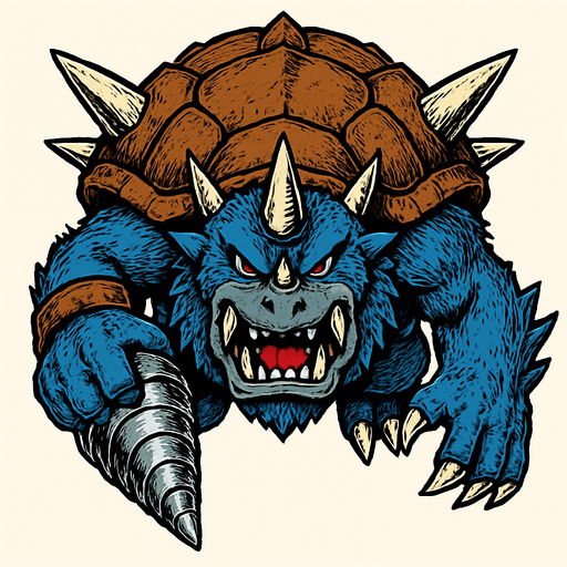 Zudomon, visto desde arriba, calidad y detalles altamente épicos, fidelidad al concepto original
In-Game asset.  2d.  High contrast.  No shadows