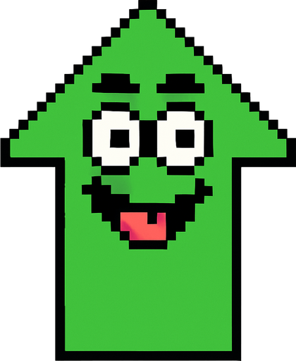 Create Arrow with silly face pixel art.
In-Game asset.  2d.  High contrast.  No shadows