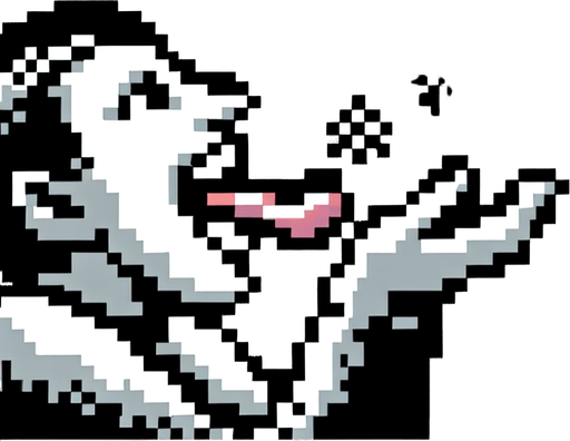 8bit person holding their tongue up to catch snowflakes.
Single Game Texture. In-Game asset. 2d. Blank background. High contrast. No shadows.